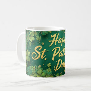 Mug Joyeux jour de la Saint-Patrick, motif de trèfle