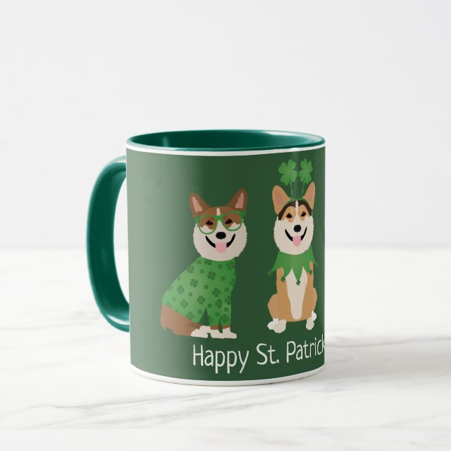 Mug Joyeux Jour de la Saint Patrick Pembroke Welsh Cor (Devant gauche)