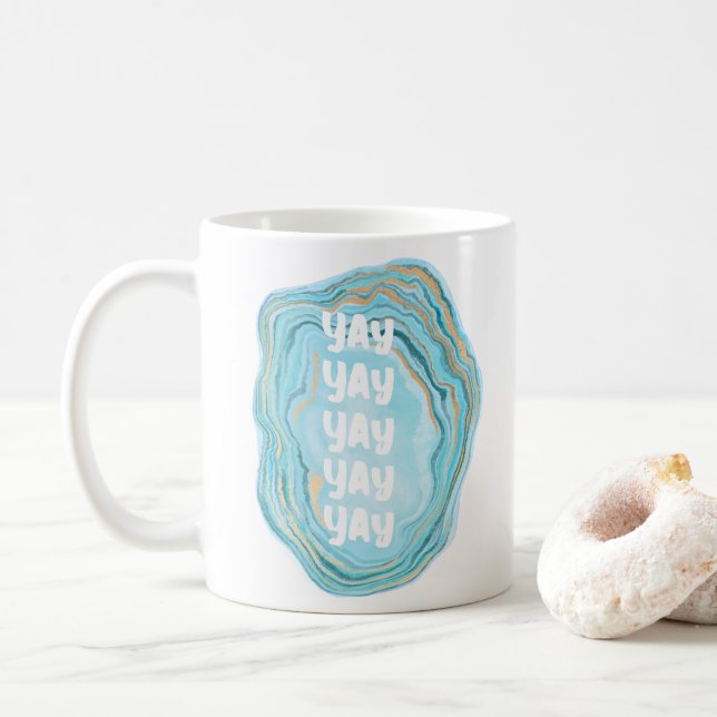 Mug Joyeux jour de mariage bleu moderne Yay (Avec donut)