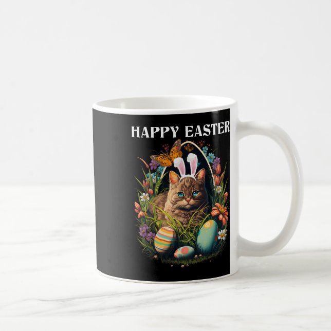Mug Joyeux Jour de Pâques Lapin Chat Oeufs Panier Homm (Droite)