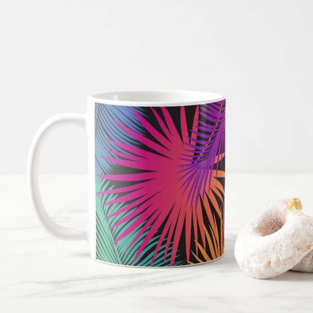 Mug Joyeux Jour Voyage Tropical palmier feuille Jungle (Avec donut)