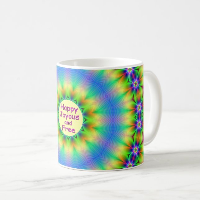 Mug Joyeux, joyeux et libre Mandala (Devant droit)