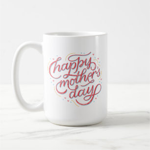 Mug Joyeux Joyeux Jour des Mères rose vif Blanc