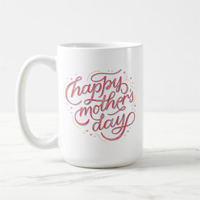 Mug Joyeux Joyeux Jour des Mères rose vif Blanc (Gauche)