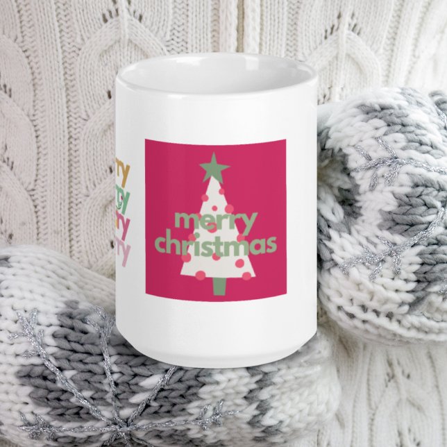 Mug Joyeux Joyeux Joyeux Noël Rose (Créateur téléchargé)