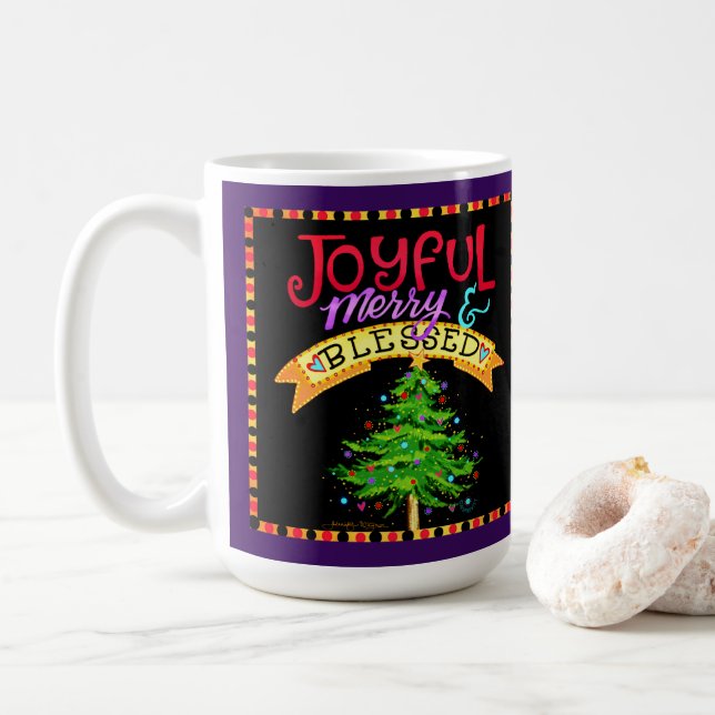 Mug Joyeux Joyeux sapin de Noël béni (Avec donut)