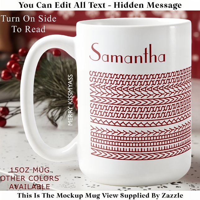Mug Joyeux Kissmyass & Nom personnalisé Message caché  (Créateur téléchargé)