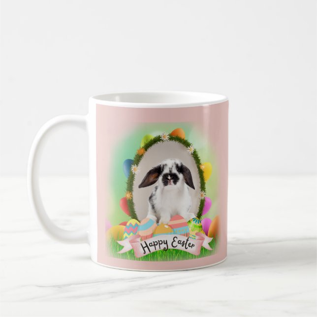 Mug Joyeux lapin de Pâques, conception d'oeufs Café Mu (Gauche)