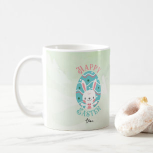 Mug Joyeux lapin de Pâques dans l'oeuf avec nom
