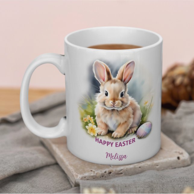 Mug Joyeux Lapin De Pâques Floral Avec Oeuf (Créateur téléchargé)