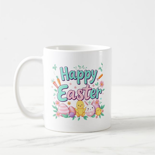 Mug Joyeux lapin de Pâques Printemps Oeuf de Pâques Pâ (Gauche)