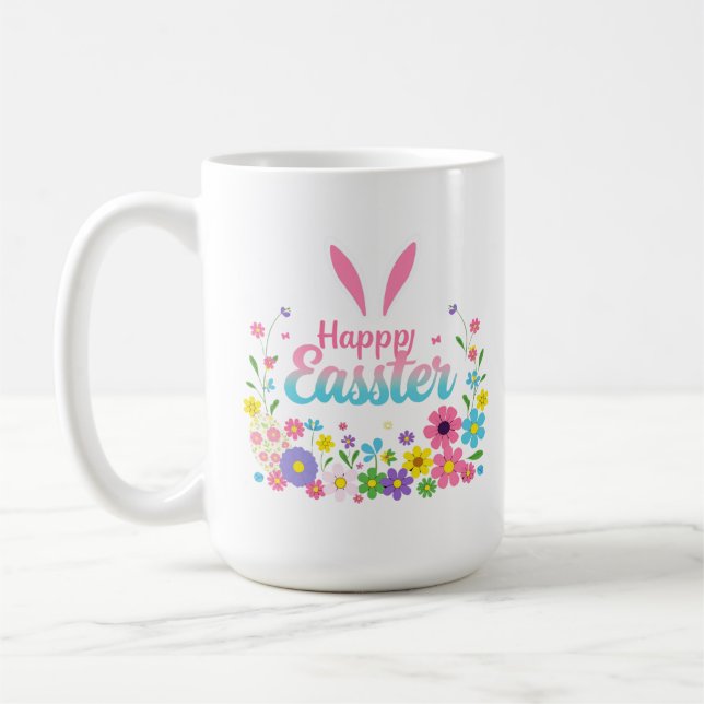 Mug Joyeux lapin de Pâques Printemps Oeuf de Pâques Pâ (Gauche)