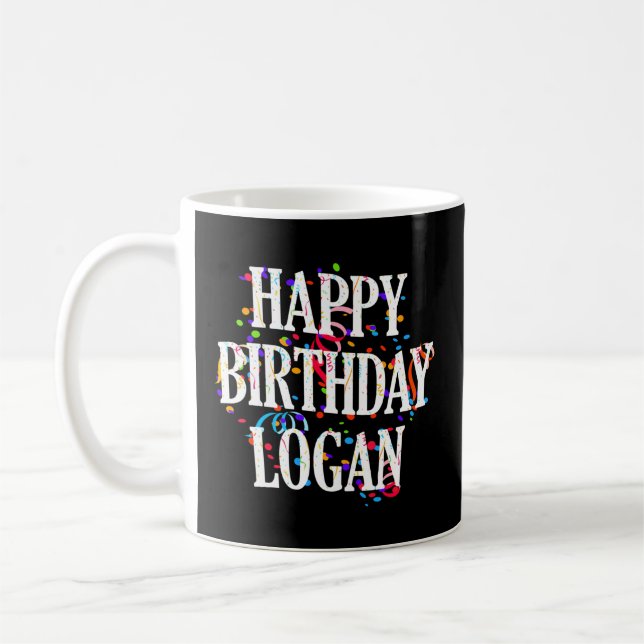 Mug Joyeux Logan Prénom Anniversaire coloré (Gauche)