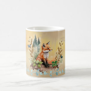 Mug Joyeux look d'aquarelle de la moisissure renard bo