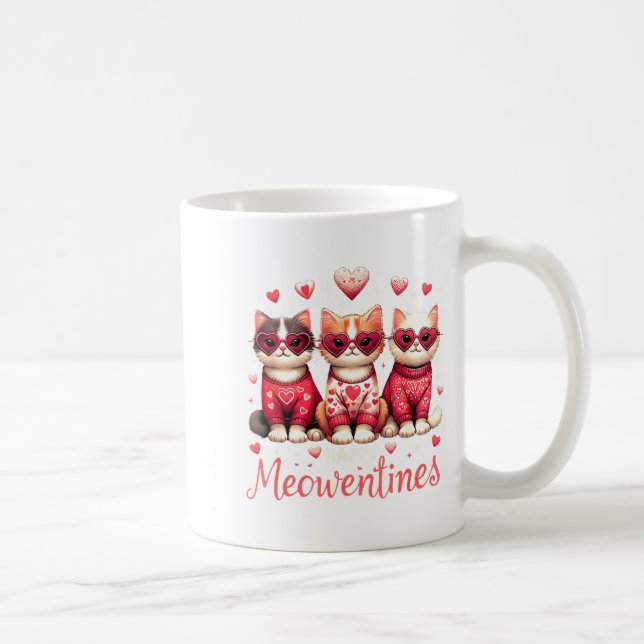 Mug Joyeux Meowentines Drôle Mignon Saint Valentin Cha (Droite)