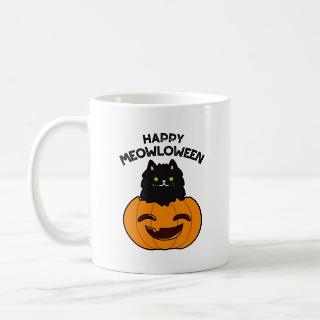 Mug Joyeux Meowloween Funny Halloween Pun (Gauche)