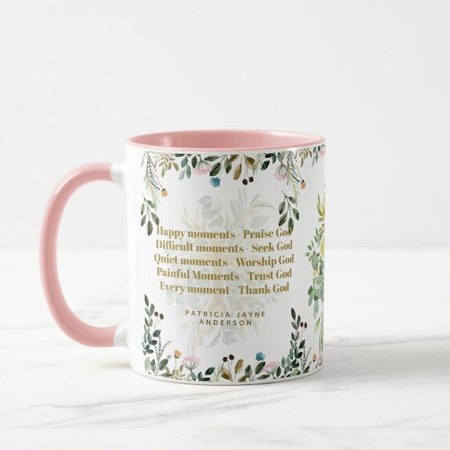 Mug Joyeux moments Louez Dieu Citations chrétiennes Bi (Gauche)
