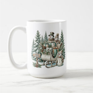 Mug Joyeux monogramme de Noël Country snowman traîneau