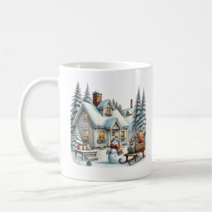 Mug Joyeux monogramme de Noël Maison de campagne