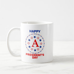 Mug Joyeux monogramme personnalisé du jour du Présiden