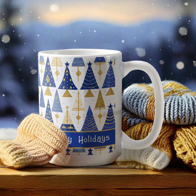 Mug Joyeux Motif de Noël en or bleu #25 ID1009 (Créateur téléchargé)