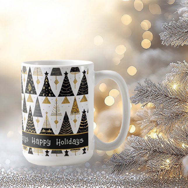 Mug Joyeux Motif de Noël en or noir #25 ID1009 (Créateur téléchargé)