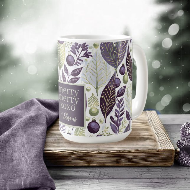 Mug Joyeux Motif de Noël vert violet #21 ID1009 (Créateur téléchargé)