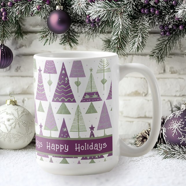 Mug Joyeux Motif de Noël vert violet #25 ID1009 (Créateur téléchargé)