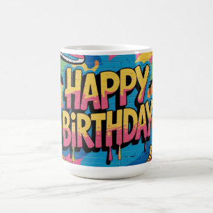 Mug Joyeux mur de graffitis d'anniversaire avec Basket