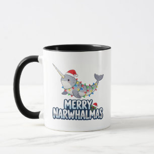 Mug Joyeux Narwhalmas portant un chapeau de Père Noël 