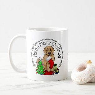 Mug Joyeux Noël 2 Goldendoodle (rouge doré) mignonne