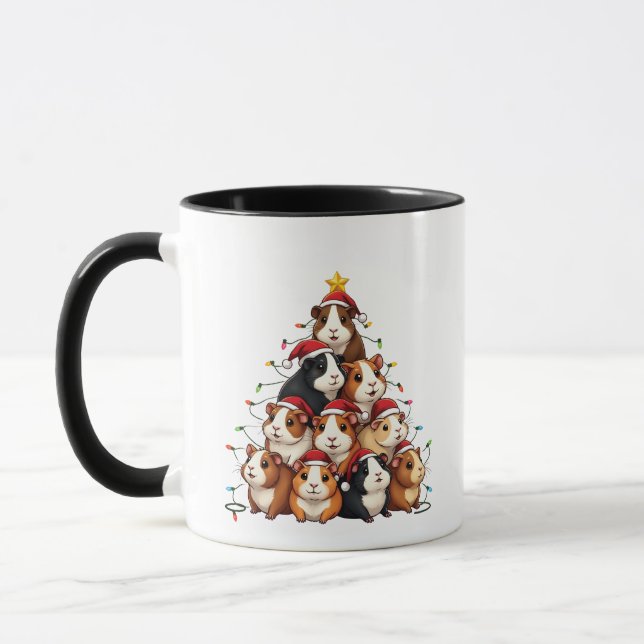 Mug Joyeux Noël à l'Arbre de Noël à la Guinée Pig (Gauche)