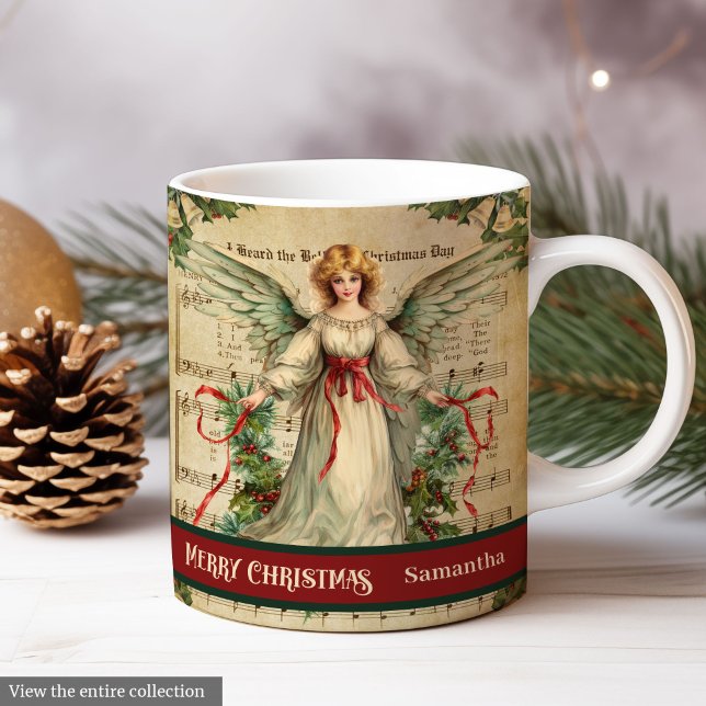 Mug Joyeux Noël Ange Nostalgique Cadeau pour Elle (Merry Christmas Mug Nostalgic Angel Gift for Her)