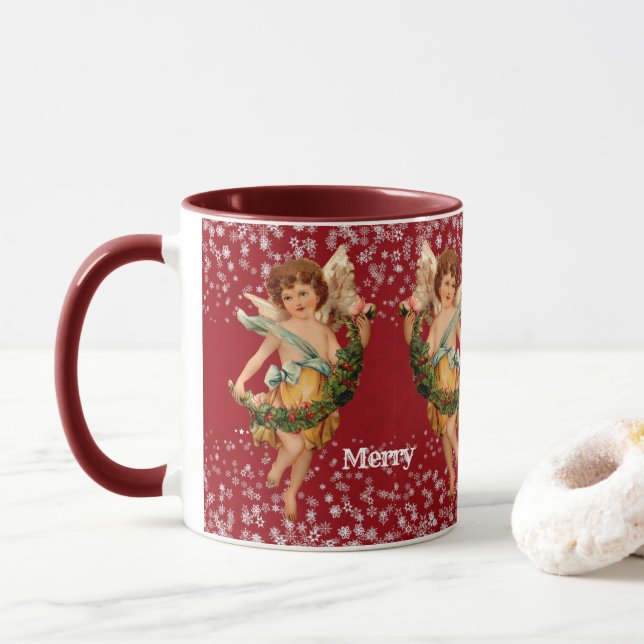 Mug Joyeux Noël Angel hiver Flamme de neige fête pour  (Avec donut)