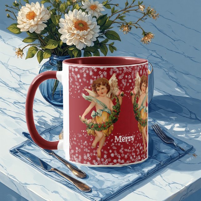Mug Joyeux Noël Angel hiver Flamme de neige fête pour  (Merry Christmas Angel Winter Snowflake Kids Party Mug)