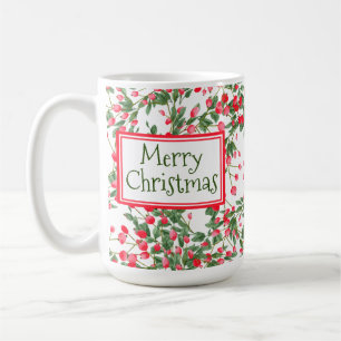 Mug Joyeux Noël Aquarelle Baies rouges Musique