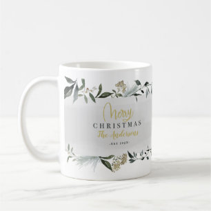 Mug Joyeux Noël aquarelle feuillage Noël