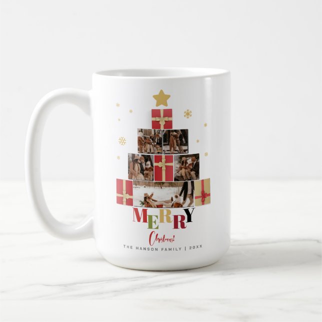 Mug Joyeux Noël Arbre famille Collage photo (Gauche)