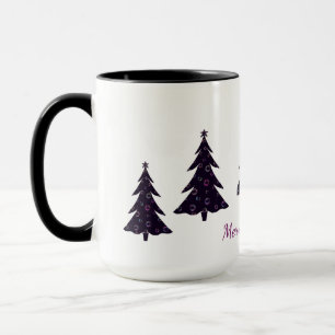 Mug Joyeux Noël, arbre silhouette, bulles arc-en-ciel