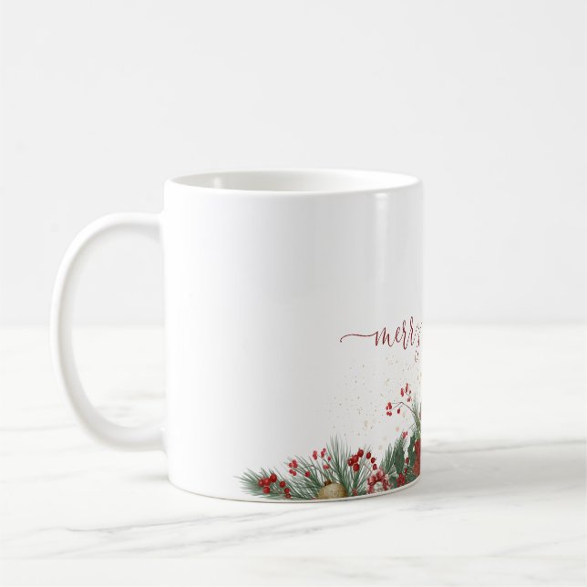 Mug Joyeux Noël avec bordure florale (Gauche)