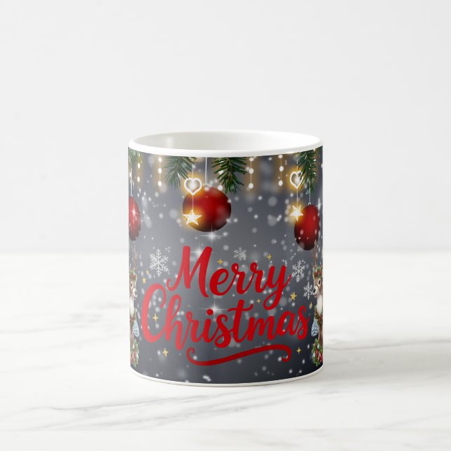 Mug Joyeux Noël avec cadeau de vacances de rennes d'hi (Centre)
