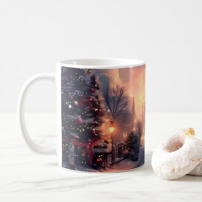 Mug Joyeux Noël avec cadeau de vacances de rennes d'hi (Avec donut)