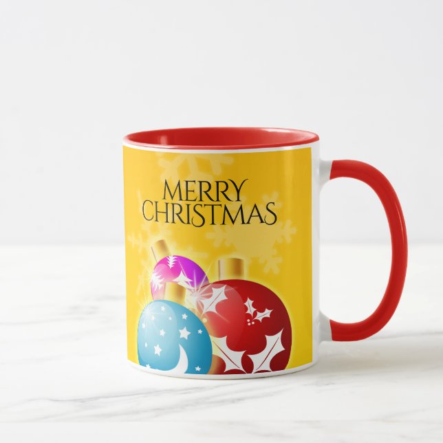 Mug Joyeux Noël avec des ornements Festive (Droite)