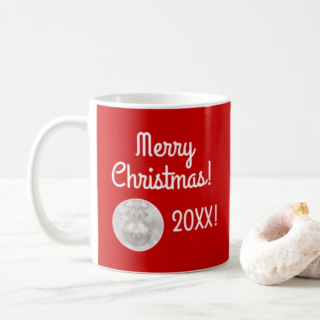 Mug Joyeux Noël avec ornement argenté (Avec donut)