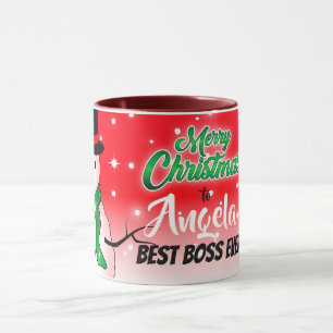 Mug Joyeux Noël avec Snowman sur Best Boss Ever