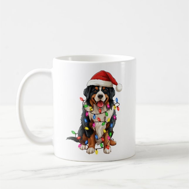 Mug Joyeux Noël Bernese Mountain Dog Santa Hat (Gauche)