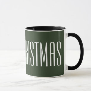 Mug Joyeux Noël - blanc sur chasseur vert