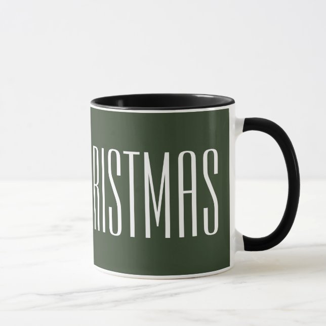 Mug Joyeux Noël - blanc sur chasseur vert (Droite)
