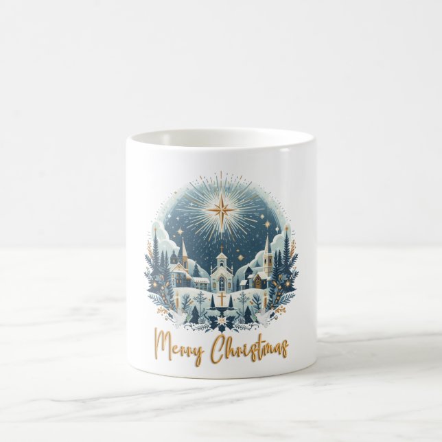 Mug Joyeux Noël Bleu & Musique Or (Centre)