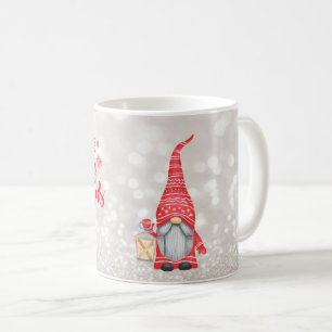 Mug Joyeux Noël, Bokeh scintillant, Gnome mignon